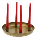 Floristik24 Tanier na sviečku, miska na adventný veniec, vianočná dekorácia zlatý antický vzhľad Ø30cm