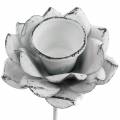 Floristik24 Svietnik kvet na prilepenie biely kov Ø6×10cm