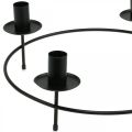 Floristik24 Sviečkový krúžok, tyčinkové sviečky, svietnik, čierny, Ø33,5 cm, V11 cm, 2 kusy
