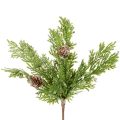 Floristik24 Umelý borovicový konár so šiškami, pokrytý snehom, 28 cm, 6 kusov