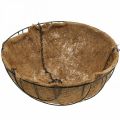 Floristik24 Závesný košík, miska na rastliny z kokosového vlákna prírodného kovu, čierna V20,5cm Ø40,5cm