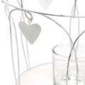Floristik24 Korunka s dekorom srdca, svietnik na čajovú sviečku, shabby chic biela Ø19cm V28,5cm