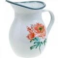 Floristik24 Ozdobný džbán, váza na kvety vintage vzhľadu, smaltovaný džbán s motívom ruží V19cm