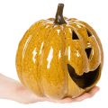 Keramická tekvica s tvárou, LED dekorácia, Halloween, 19 cm | Floristik24.sk