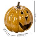 Keramická tekvica s tvárou, LED dekorácia, Halloween, 19 cm | Floristik24.sk