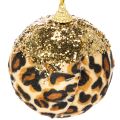 Vianočné gule s leopardím vzorom a zlatými trblietkami 7 cm 3 ks | Floristik24.sk