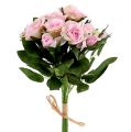 Floristik24 Kytica umelá ruža ružová L26cm 3ks