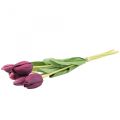 Floristik24 Umelé kvety tulipán fialový, jarný kvet 48cm zväzok 5 ks