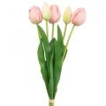 Floristik24 Umelé kvety tulipán ružový, jarný kvet 48 cm zväzok 5 ks