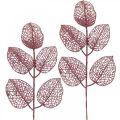 Floristik24 Umelé rastliny, deko listy, umelý konár ružové trblietky L36cm 10p