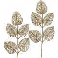 Floristik24 Umelé rastliny, ozdoba konárov, deko list zlaté trblietky L36cm 10p