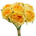 Floristik24 Umelé ruže Žlté Umelé ruže Hodvábne kvety 28cm 7ks