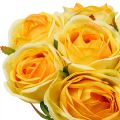 Floristik24 Umelé ruže Žlté Umelé ruže Hodvábne kvety 28cm 7ks