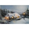 Floristik24 LED obraz Vianočná zimná krajina s domčekom LED nástenná maľba 58x38cm
