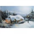 Floristik24 LED obraz Vianočná zimná krajina s domčekom LED nástenná maľba 58x38cm