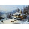 Floristik24 LED obraz Vianočná zimná krajina s kostolom LED nástenná maľba 58x38cm
