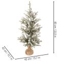 Umelý vianočný stromček so snehom v jutovom vrecku, 40 LED diód, na vnútorné použitie, 85 cm | Floristik24.sk