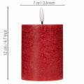 LED stĺpová sviečka z pravého vosku v červenej farbe s časovačom a teplým bielym svetlom, 12 cm | Floristik24.sk