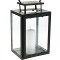 Floristik24 Dekoračný lampáš čierny kovový, sklenený obdĺžnikový lampáš 19x15x30,5cm