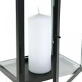Floristik24 Dekoračný lampáš čierny kovový, sklenený obdĺžnikový lampáš 19x15x30,5cm