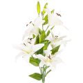Floristik24 Umelé ľalie, 6 bielych kvetov, realisticky kvitnúca vetvička, 66 cm