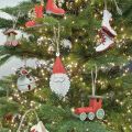 Floristik24 Lokomotíva ozdoby na vianočný stromček drevo červená, zelená 8,5×4×7cm 4ks
