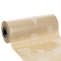 Floristik24 Papier na manžety 25 cm 100 m prírodné srdcia – Kvetinársky papier odolný voči vlhkosti