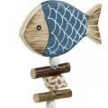 Floristik24 Námorné ozdobné zátky, rybičky a mušle na paličke, morská dekorácia, drevené rybičky 6 kusov