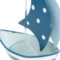 Floristik24 Ozdobná plachetnica z kovu modrá, biela 9,5cm x 13cm 2ks
