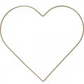 Floristik24 Kovový prsteň v tvare srdca, ozdoba na zavesenie kov, deko uško zlatá Š32,5cm 3ks