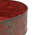 Floristik24 Kovová miska oválna červená so vzorom hviezd 24,5cm x 17,5cm V7cm
