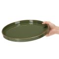Dekoratívny podnos v zelenej farbe so zlatým okrajom, moderný, 30 cm | Floristik24.sk