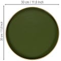 Dekoratívny podnos v zelenej farbe so zlatým okrajom, moderný, 30 cm | Floristik24.sk