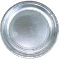Floristik24 Dekoračný tanier, základ aranžmán, kovový tanier strieborný, dekorácia na stôl Ø26cm