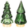 Floristik24 Sklenený vianočný stromček s LED svetlami, stolová dekorácia, Vianoce, 13 cm, 2 kusy