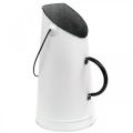 Floristik24 Deko kovový džbán, kanvička na mlieko biela, čierna V30cm