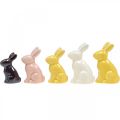 Floristik24 Mini veľkonočné zajačiky, keramický mix zajačikov, jarná dekorácia farebná V5,5/5/4cm Sada 5 kusov