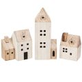 Floristik24 Mini vianočná dedinka drevená dekorácia biela prírodná V13/7cm 6 ks