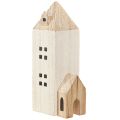 Mini vianočná dedinka drevená dekorácia biela prírodná V13/7cm 6 ks | Floristik24.sk
