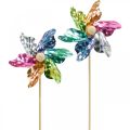 Floristik24 Mini veterník, party dekorácia, veterný mlyn na paličke, farebný, dekorácia do záhrady, kvetinové zátky Ø8,5cm 12 kusov