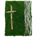 Floristik24 Machový obrázok liany a kríž na hrobovú úpravu zelený, biely 40×30cm