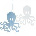 Floristik24 Chobotnica na zavesenie modrá, biela drevená chobotnica námorná letná dekorácia 8 kusov