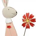 Floristik24 Veľkonočná dekorácia, kovový zajac, jarná dekorácia, veľkonočný zajac s kvetom 61cm