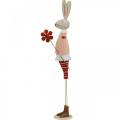 Floristik24 Veľkonočná dekorácia z kovu, jar, veľkonočný zajačik s kvietkom, ozdobný zajačik 44cm