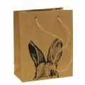 Floristik24 Darčeková taška Veľkonočná papierová taška zajačik hnedá 16×6,5×20cm 6ks