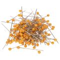 Floristik24 Oranžové špendlíky s perleťovou hlavičkou na kvetinárske potreby, Ø4mm, 40mm, 150 kusov