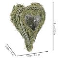 Dekoratívne srdce z prírodnej trávy s fóliovou vložkou, 14 cm, 2 kusy | Floristik24.sk