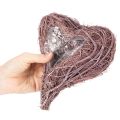 Dekoratívne srdce z vetvičiek s fóliou na výsadbu, 20 cm, 2 kusy | Floristik24.sk
