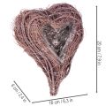Dekoratívne srdce z vetvičiek s fóliou na výsadbu, 20 cm, 2 kusy | Floristik24.sk