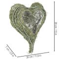 Miska v tvare srdca z prírodnej trávy s fóliou na výsadbu, 38 cm | Floristik24.sk